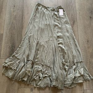 Free People Women's Cypress Ruffle Maxi Skirt (M,Sage)
